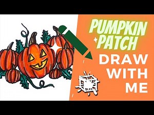 HOW TO DRAW A PUMPKIN PATCH // step by step for kids with fun facts