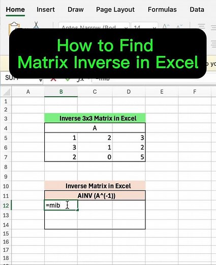 How to Calculate Matrix Inverse in Excel: MINVERSE Formula Tutorial
