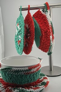 Crochet Kitchen Gift Set, Christmas Potholder, Trivet, Bowl Holder - Etsy