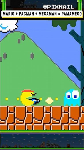 Super Mario + Pacman + Megaman = PaMaMeGo #mario #supermario #pacman #megaman #shorts