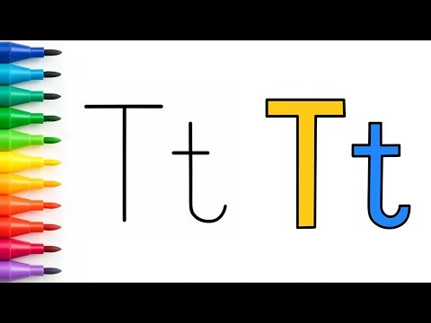 Learn Alphabet T | Drawing and Coloring Letters for Kids | ABC Learning Video