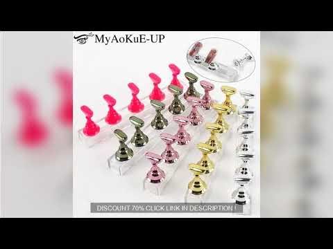 5pcs Nail Holder False Nail Tip Practice Stand Crystal Base Magnetic H #aliexpress