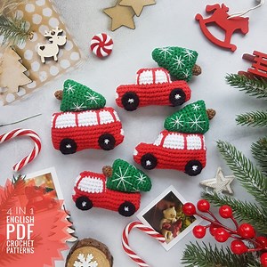 Crochet Christmas Car Patterns: Amigurumi Car With Tree (4 PDF Files) - Etsy UK