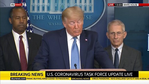 41K views · 202 reactions | President Trump says the US has reached an agreement with Canada and Mexico on "new travel rules at the northern and southern borders" to combat the #COVID19 outbreak. Live updates  https://trib.al/W5wpJYS | Sky News | Facebook