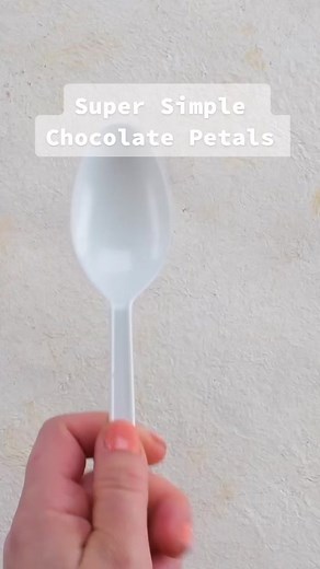 Delicious White and Ruby Chocolate Petals on a Spoon