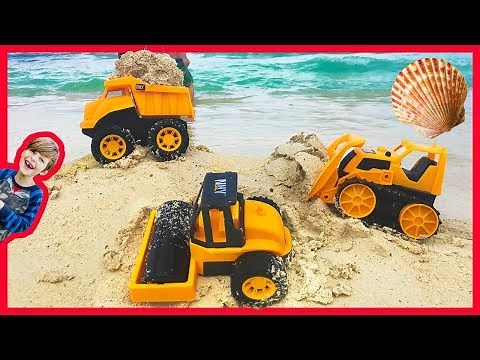 Construction Trucks Working at the Beach