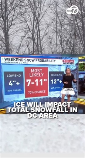 7News DC on Instagram: "WICKED COLD 🥶 That's how First Alert Weather Meteorologist Eileen Whelan is describing the temperatures in D.C. for this weekend. Snowfall totals are most likely now going to be between 7 and 11 inches due to the impact ice will have in the region.❄️ Stay with the First Alert Weather team for the latest forecast and updates at wjla.com 🔗 #winterstorm #dcsnow #washingtondc #snowfall #freezingcold #dmv"