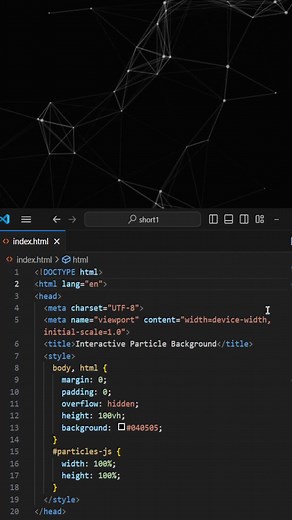 Amazing Interactive Particles Background Animation | Html Css JavaScript tutorials #tutorial #html #javascript #frontend #webdeveloper #fyp #coding #programming #explore #motivation #short #shorts #story #learnontiktok3nam