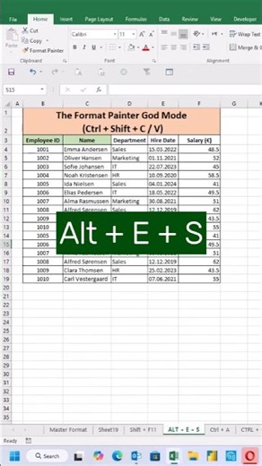 This Excel Shortcut is Better Than Format Painter! (Alt+E+S) #shorts #excel #dataanlysis
