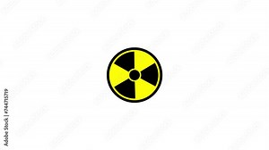 Radiation warning sign animation. nuclear sign icon, danger sign flickers animation.