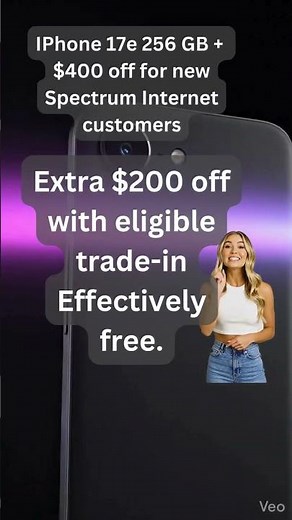 iPhone 17e 256GB $200 or FREE with Trade-In 🤯 Spectrum Deal