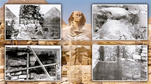 Rare sphinx excavation photographs