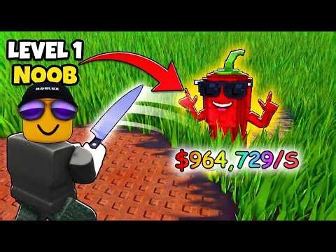 Starting Over as NOOB with OP SECRET in CUT GRASS for Brainrots ROBLOX