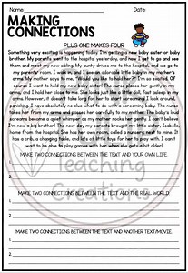 Making Connections (connecting) - Reading Worksheet Pack - Etsy