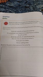 Read the poem about a beautiful butterfly and underline the adj... | Filo