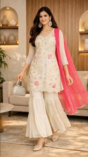 Elegant Floral Kurti Plazo Set with Dupatta | Trendy Ethnic Look for Festive & Casual Wear ✨ #shorts
