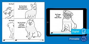 Dog Shape Poetry Writing Templates for 3rd-5th Grade