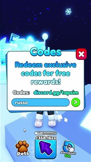 Tap Simulator all working codes #shorts