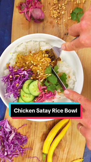 If you’re in the mood for something bold, fresh, and packed with flavor, this Chicken Satay Rice Bowl is just what you need. This dish features tender, juicy chicken satay. It comes with a rich, creamy peanut sauce and fresh, crunchy toppings. They serve all this over a bed of fluffy rice. It has a great mix of savory, spicy, and refreshing flavors. This makes it a perfect choice for a weeknight dinner or meal prep. #foryou