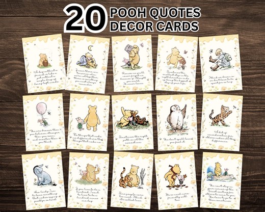 Winnie the Pooh Quotes Print Set, Classic Winnie the Pooh Quote Cards, Pooh Baby Shower Gift, Pooh Baby Shower Decor P7 - Etsy