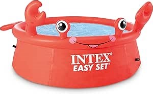 INTEX 26100EH Happy Crab Easy Set Inflatable Pool: 6ft x 20in – Puncture-Resistant Material – Quick Inflation – 232 Gallon Capacity – 16in Water Depth