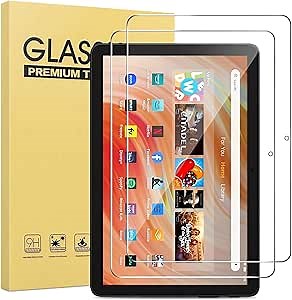 [ 2 Pack] Tempered Glass Screen Protector for Kindle Fire HD 10 / hd 10 plus Tablet 2023 2021 Release 13th 11th Generation (Clear, 10 Inch Fire 10 2023/2021)