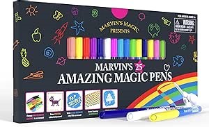 Amazon.com: Marvin's Magic - Original x 25 Amazing Marker Pens - Color Changing Magic Pen Art - Create 3D Lettering or Write Secret Messages - Includes 25 Colour Changing Pens : Toys & Games