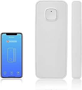 WiFi Door Sensor, Smart Door Window Sensor, Window Contact Sensor with App Compatible with Alexa Google Assistant, Voice Control, Sends Alerts, Wireless Remote Alarm