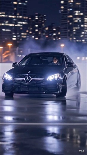 BLACK MERCEDES NIGHT DRIFT 🔥 Luxury Car Girl | #shorts #CarDrift #CarVideo #trending #subscribe #fyp
