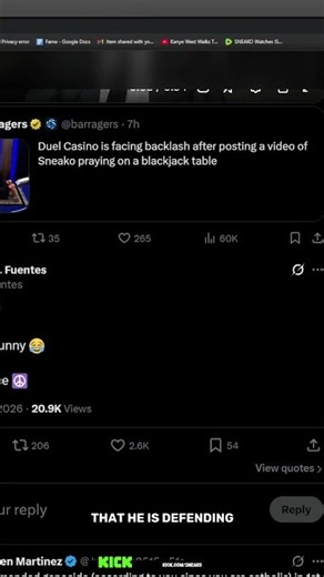 SNEAKO says Fuentes defends Duel because the dealer dressed as a catboy