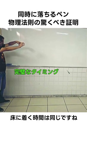 同時に落ちるペン 物理法則の驚くべき証明