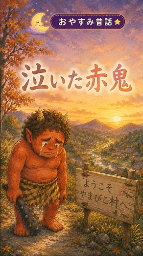 【1分昔話】泣いた赤鬼｜おやすみ昔話★ #Shorts