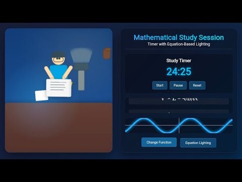 3D Animated Study Session Timer with Mathematical Lighting | HTML CSS JS Project