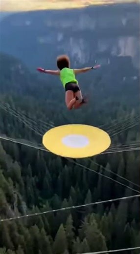 cliff airbag girl jumps and flies #scaryride #stunts #shorts #adventure