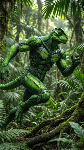 @epic_kor_ai on Instagram: "AI Human + Chameleon Hybrid Fusion 🧔🦎✨ A man fuses with a chameleon, transforming into a stealthy, adaptive hybrid being! Watch this epic AI morph — invisibility effects, transparent camouflage, and a cinematic transformation filled with high-energy action in the wild jungle ✨🔥 🔥 Which hybrid should I create next? Author 🎨 – @epic_kor_ai #aiart #hybrid #fusion #animalfusion #aitransformation"