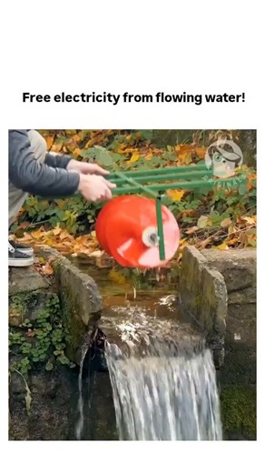 Thetrandlab48 on Instagram: "The post features a 22-second video of a DIY micro-hydroelectric setup, where a halved plastic drum serves as a water wheel in a stream, driving a generator via chain to illuminate an LED bulb, emphasizing low-cost renewable energy for off-grid use. This demonstrates fundamental hydroelectric principles, akin to the 1880s Pelton wheel turbine, but scaled down for personal applications; replies highlight its familiarity, with sarcasm noting it's rediscovered basic phy