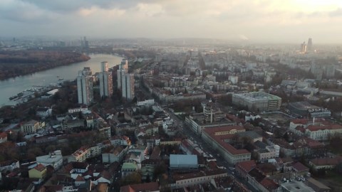 Novi Beograd, Serbia: Drone soars over brutalist superblocks