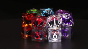 FONVGOGO Liquid Core DND Dice Set, Dragon Eye D and D Dice Resin Blue
