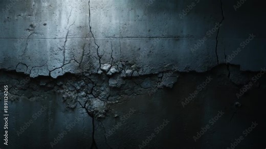 4K Dark cracked concrete wall texture background with grunge and damaged surface details video