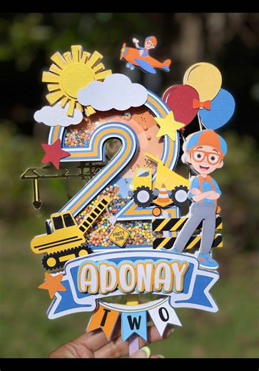 Adorable Blippi Number Shaker Cake Topper