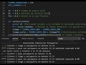 Simulación de cola simple con SimPy
