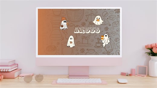 Ghost Coffee Desktop Wallpaper, Fall Halloween Theme (instant Download) - Etsy