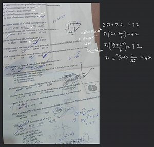 a transversal cuts two parallel lines, then chook incorrect ans... | Filo