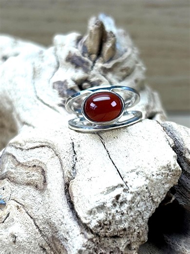 Sterling Silver Natural Amber Ring - Etsy
