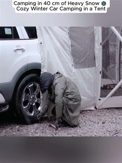 Cozy Winter Car Camping in Heavy Snow