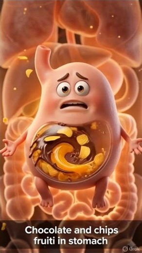 Chocolate chip Fruit juice in Stomach #shorts #short #shortfeed #3danimation #creativecontent