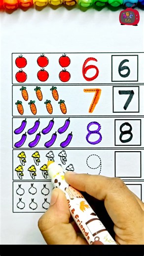 🎯 1-10 Number Counting & Tracing सीखो 🍎🥕 | Count, Color & Write Numbers #Shorts
