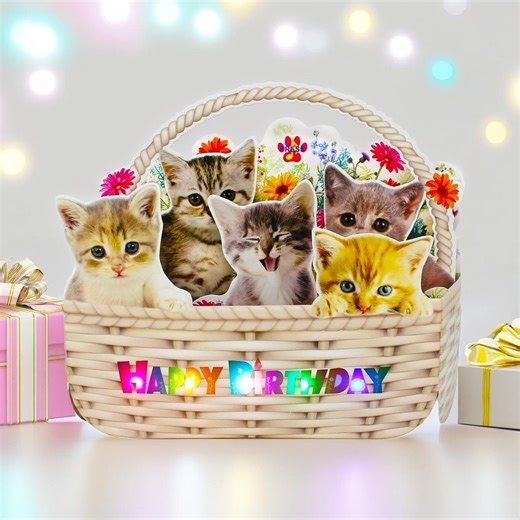 Musical Kitten Pop-up Birthday Card, Lights & Music, Meow Happy Birthday Song, 2 Melodies - Etsy