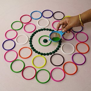 361K views · 5.6K reactions | Simple and Easy Rangoli Designs Using Colour Bangles I used Bangles to Design Creative Pattern in Rangoli, Given Details using easily avilable things like Paint Brush, Glue Bottle and Colour powder. #rangoli #Simplerangoli #rangolibyjayanthig #satisfyingvideo #satisfying #relaxingvideo #relaxing #Hobbyideas #Easyrangoli #jayanthig | Simple Rangoli | Facebook