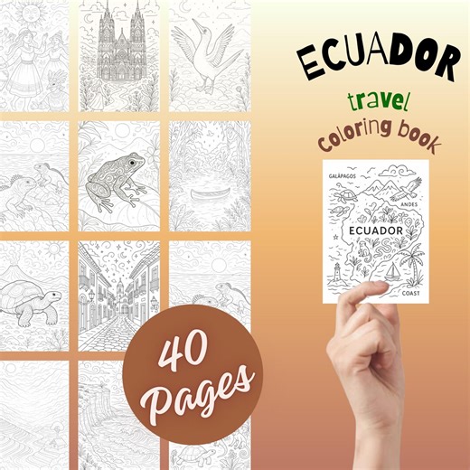 Ecuador Coloring Pages Printable PDF – South America Travel Coloring Book – Galápagos Animals, Andes & Jungle - Etsy